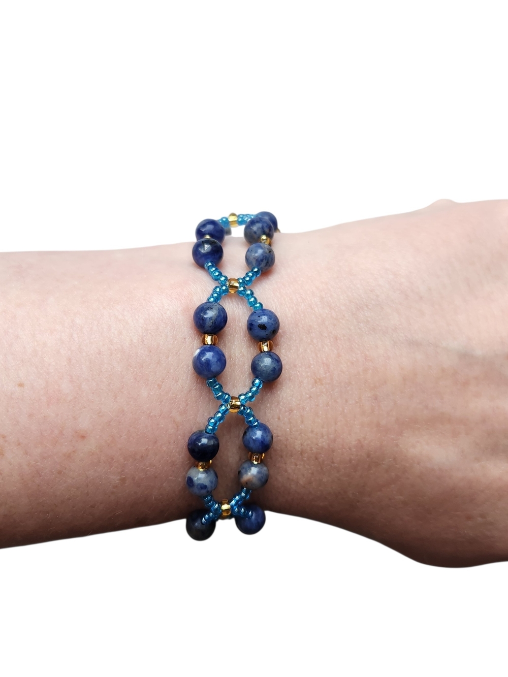 Blue Sodalite Beaded Double-Strand Bracelet - Picture 1 of 3